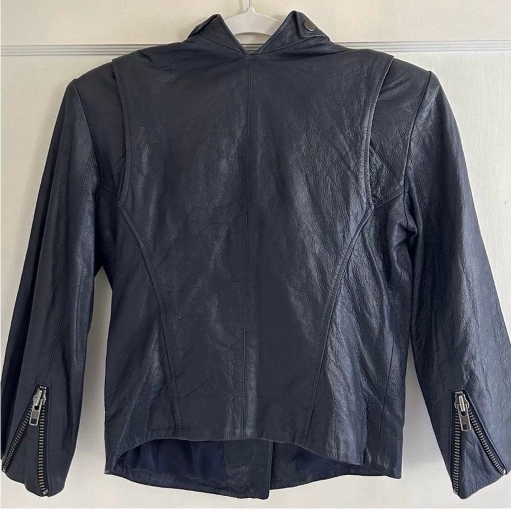 Theyskens Theory Jotor Blue Lamb Leather Moto jacket - Picture 4 of 4